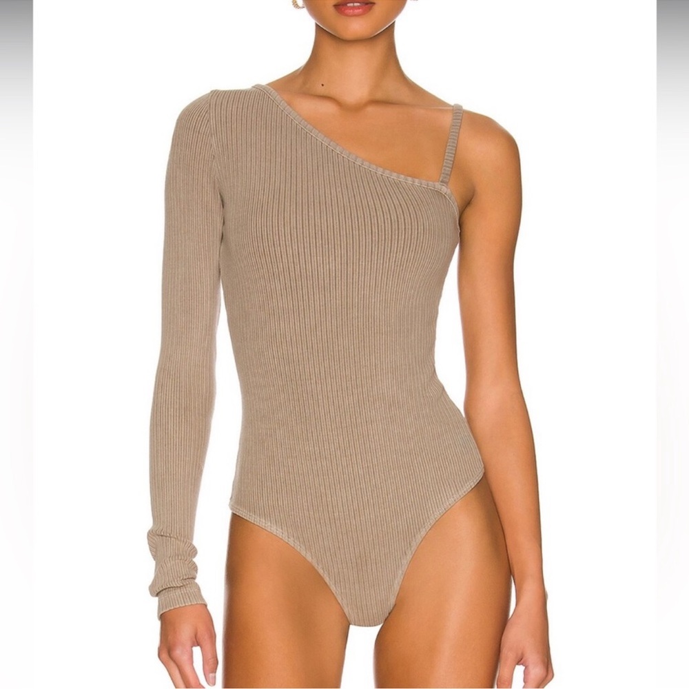Agolde Ribbed Bodysuit in Brown